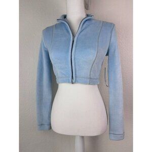 Urban Outfitters Out from Under women's small blue long sleeve cropped fuzzy top